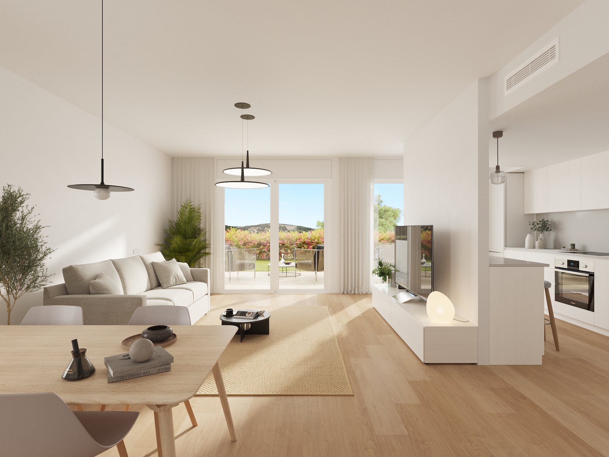 B1.2_Breeze-SEMI-DETACHED-PAREADA-Balcon Finestrat-salon-January 24 Villas unifamiliares en Finestrat