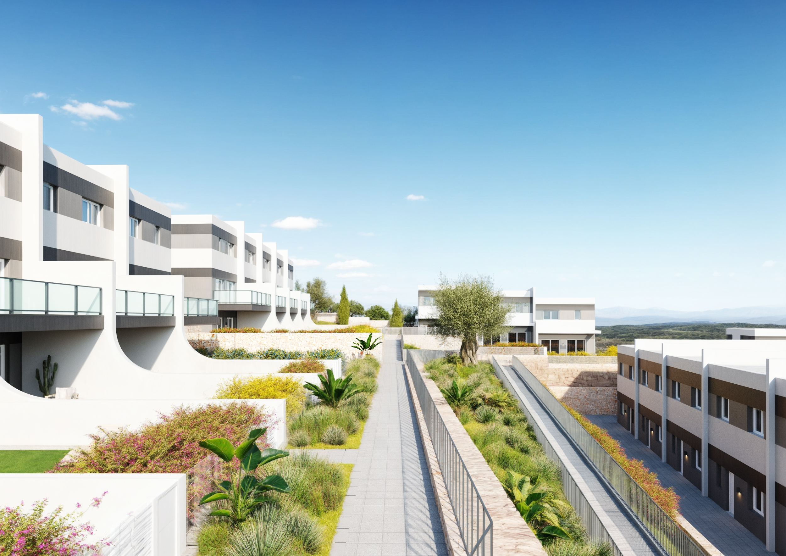 A1_Nature-TOWNHOUSE-Balcon-Finestrat-facade-Oct 25 Nueva promoción de casas adosadas en construcción en Balcon de Fienstrat,