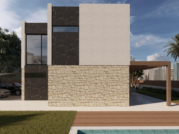 Villa exclusiva de diseño con sótano, solárium y piscina privada en Finestrat