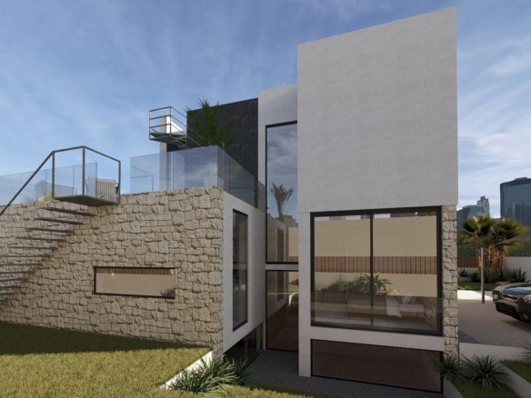 Villa exclusiva de diseño con sótano, solárium y piscina privada en Finestrat