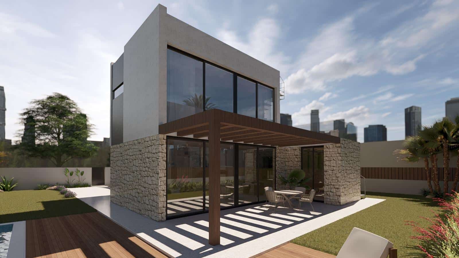 Villa exclusiva de diseño con sótano, solárium y piscina privada en Finestrat