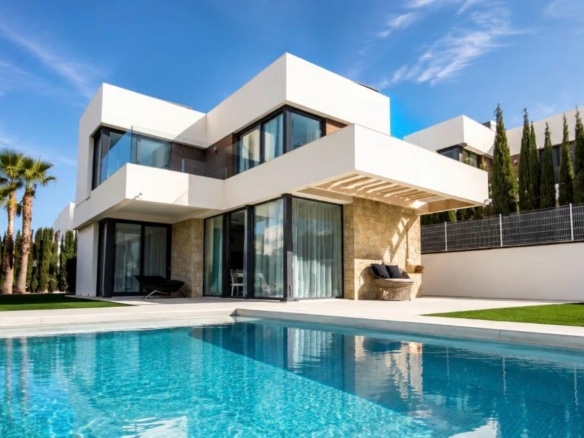Villa contemporánea amueblada con piscina privada y vistas al mar en Sierra Cortina, Benidorm
