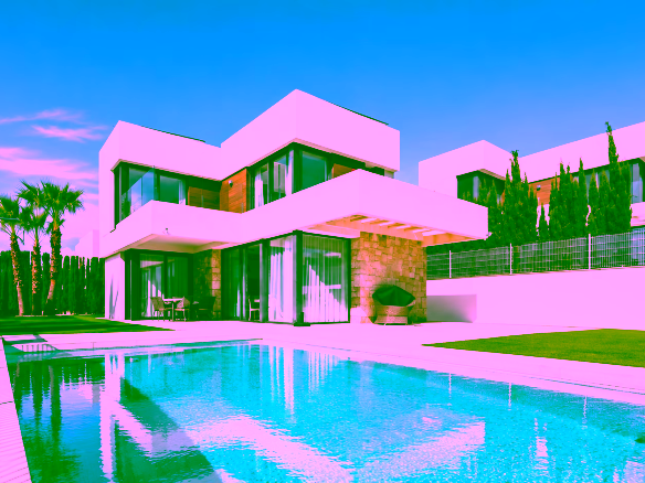 Villa contemporánea amueblada con piscina privada y vistas al mar en Sierra Cortina, Benidorm
