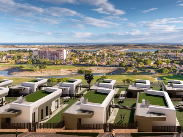 Villa independiente de nueva promocion en Alicante con vistas la golf y playa.