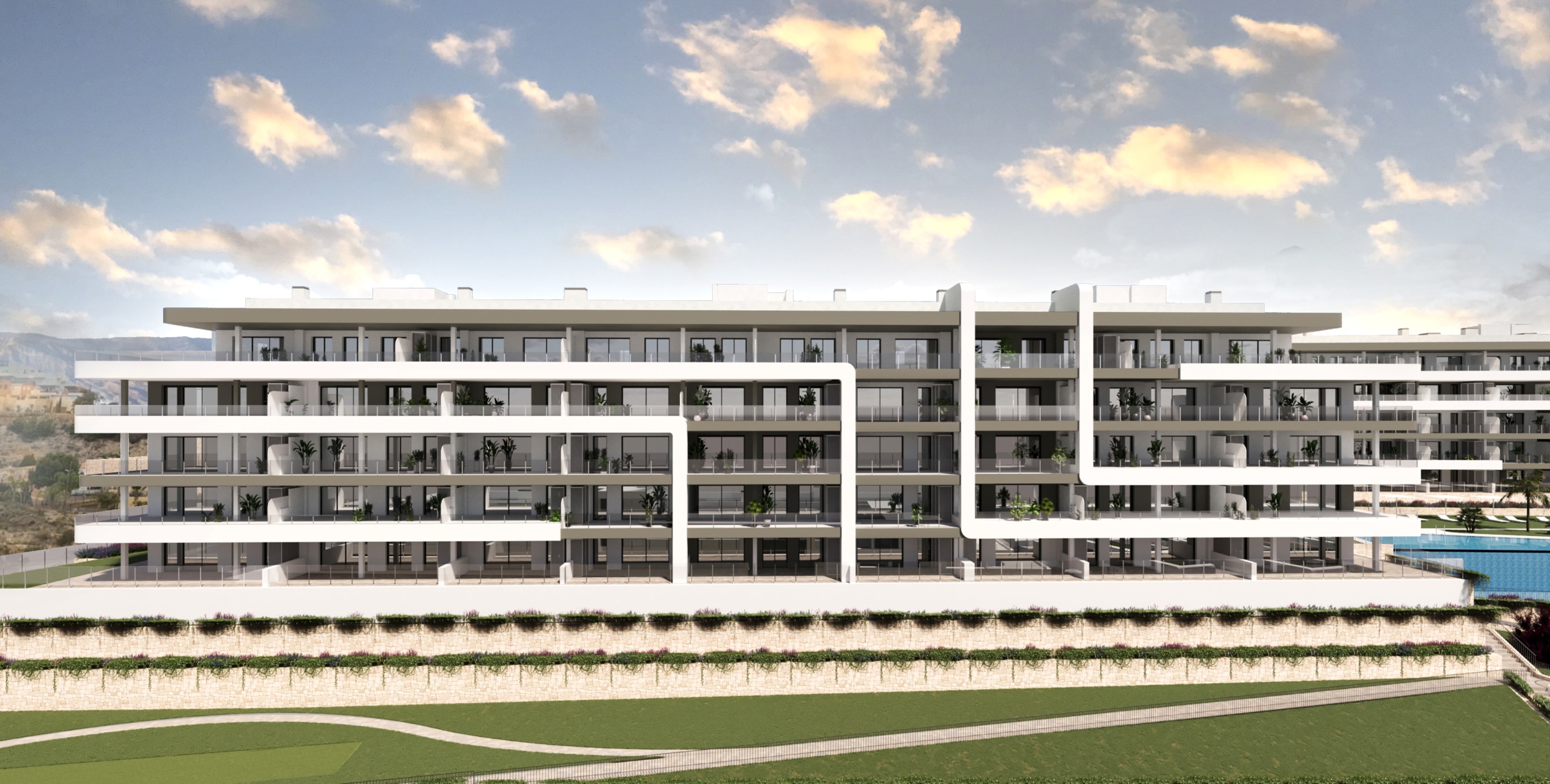Villa independiente de nueva promocion en Alicante con vistas la golf y playa.