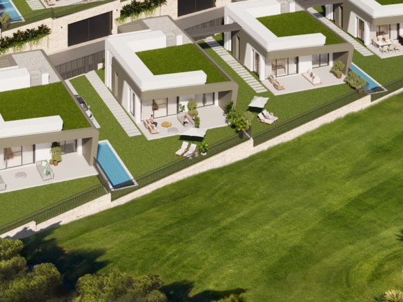 Villa independiente de nueva promocion en Alicante con vistas la golf y playa.
