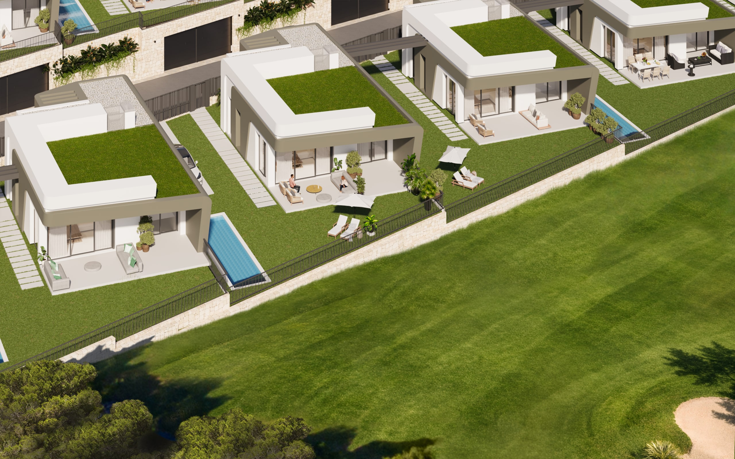 Villa independiente de nueva promocion en Alicante con vistas la golf y playa.